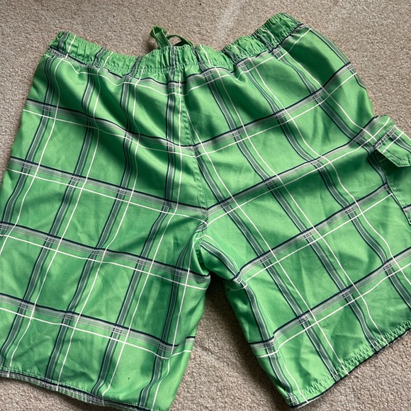 OP Men’s Swim Trunks Size Large Green Plaid Quick-Dry Board Shorts - Picture 5 of 5